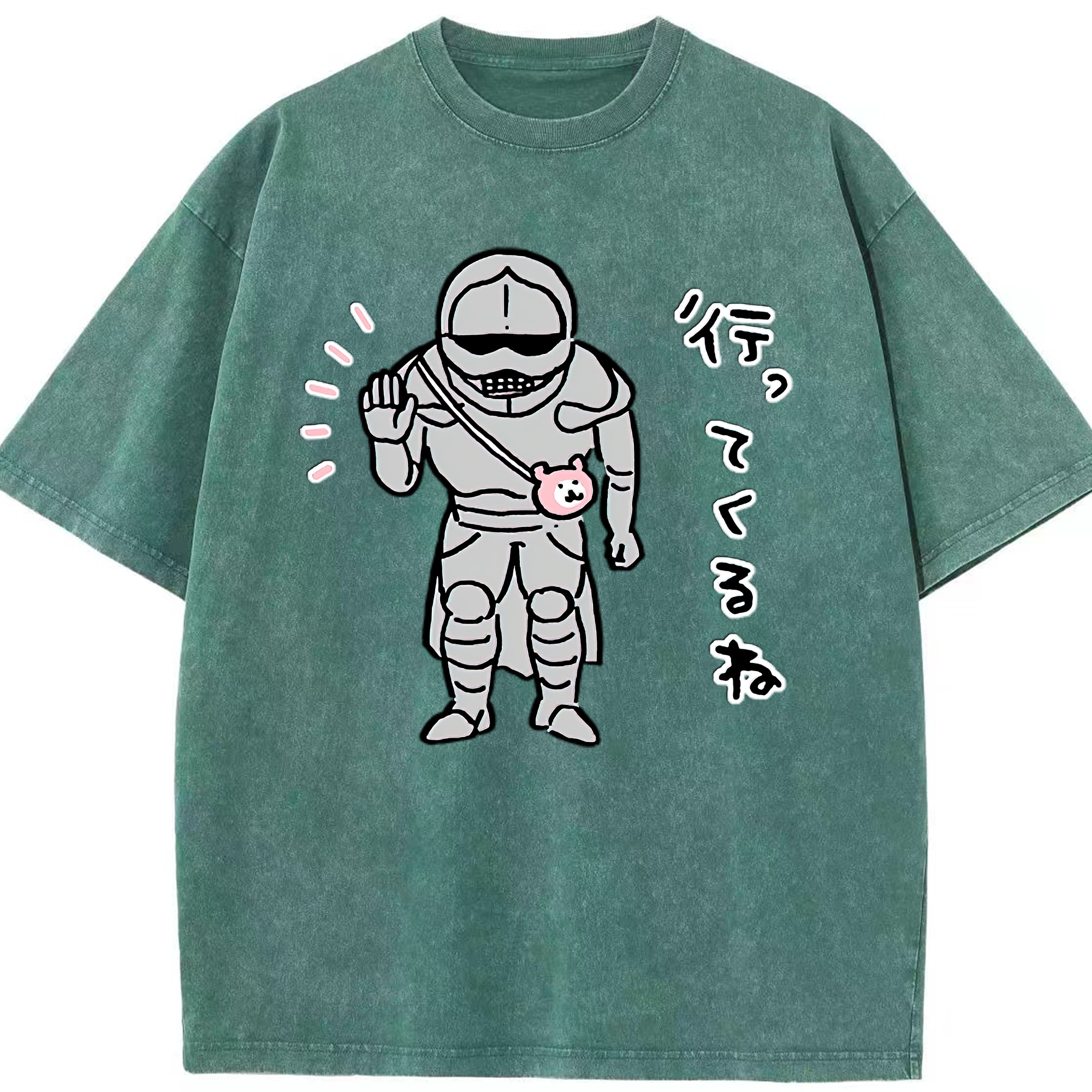（画像用） ちいかわ 労働の鎧さん Chii-kawa Mr. Armor of Labor 綿100% ヴィンテージ風 半袖Tシャツ（フロントプリント）